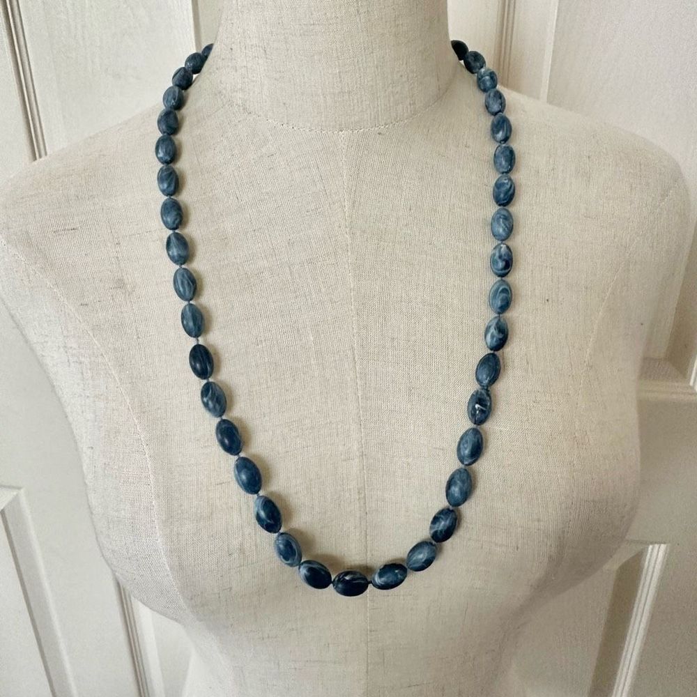 Blue swirl beaded Long necklace